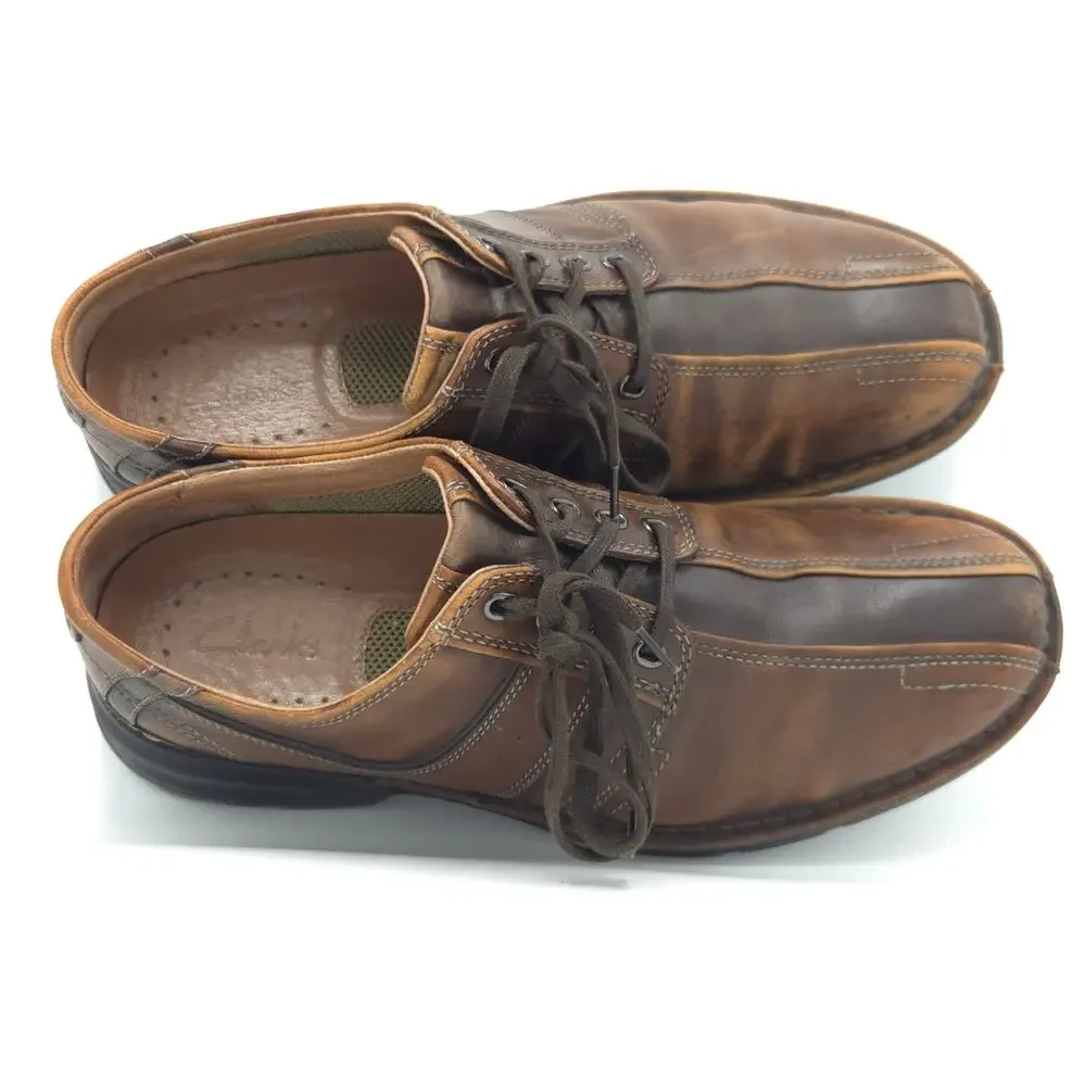 Clarks Touareg Vibe Oxford Men's Size 10.5 Brown Leather Shoes